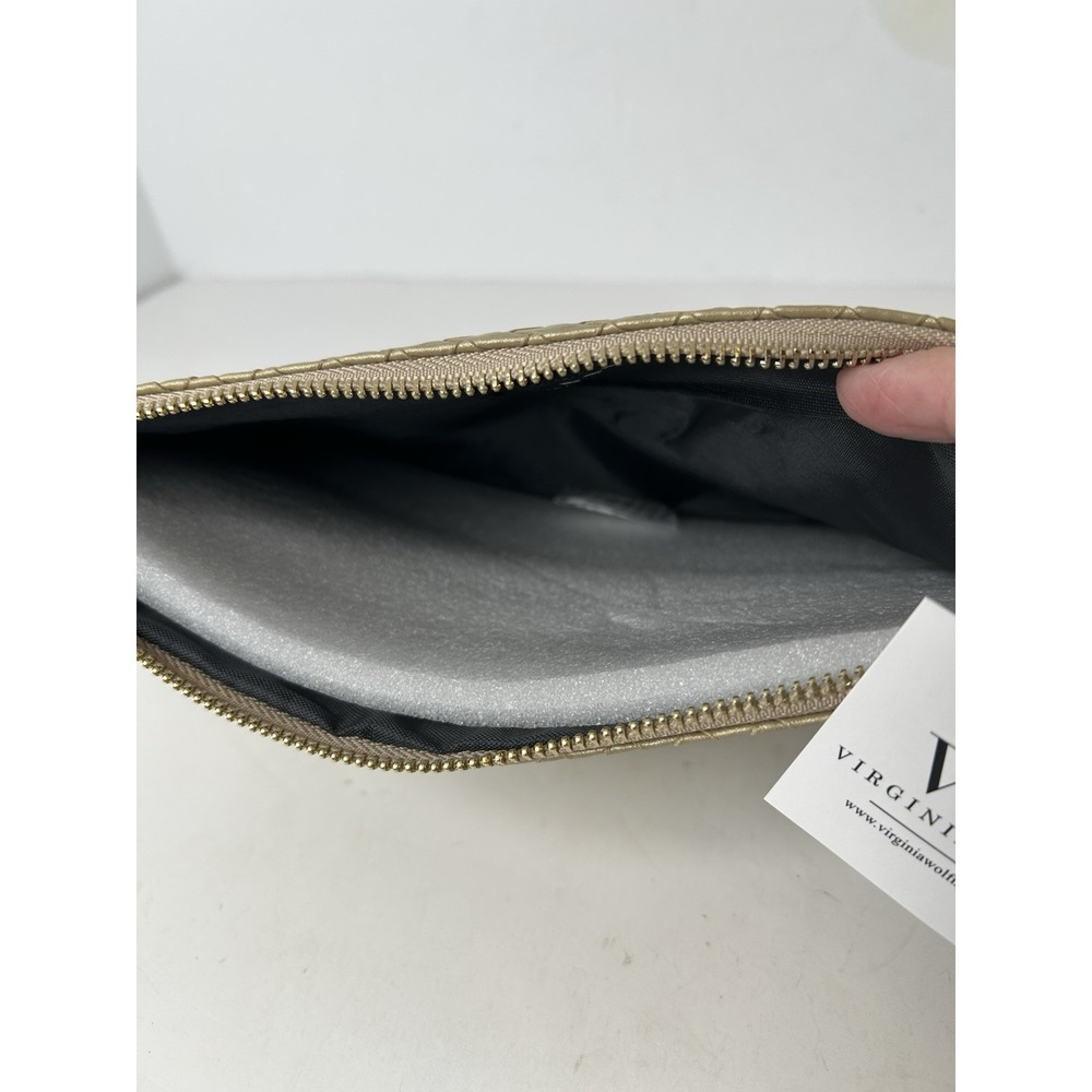 NWT Virginia Wolf Woven Pouch Metallic Gold Faux Leather Clutch w/Tassel Purse - Picture 4 of 7